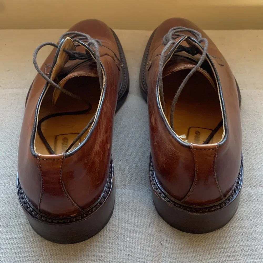 BERGAMO Men's Brown Lace-UP Oxford Dress Shoe Made In Italy Size 9.5 - Picture 4 of 15
